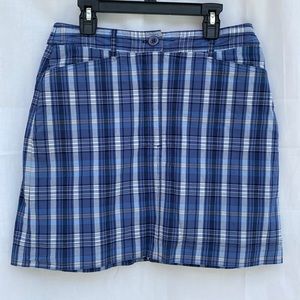 Women’s Studio Works Blue And Cream Plaid Skort, Size 8